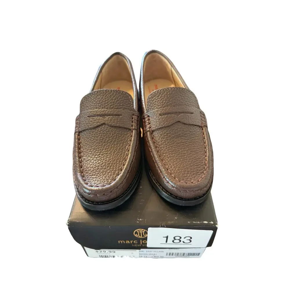 Marc Joseph Kids Brown Grainy Union Street Moccasin Loafer Shoes Size 13